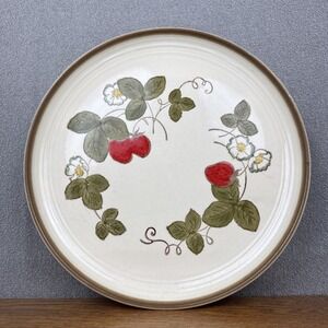 3 Vintage Metlox Poppytrail Strawberry 10" Dinner Plates California Stoneware.